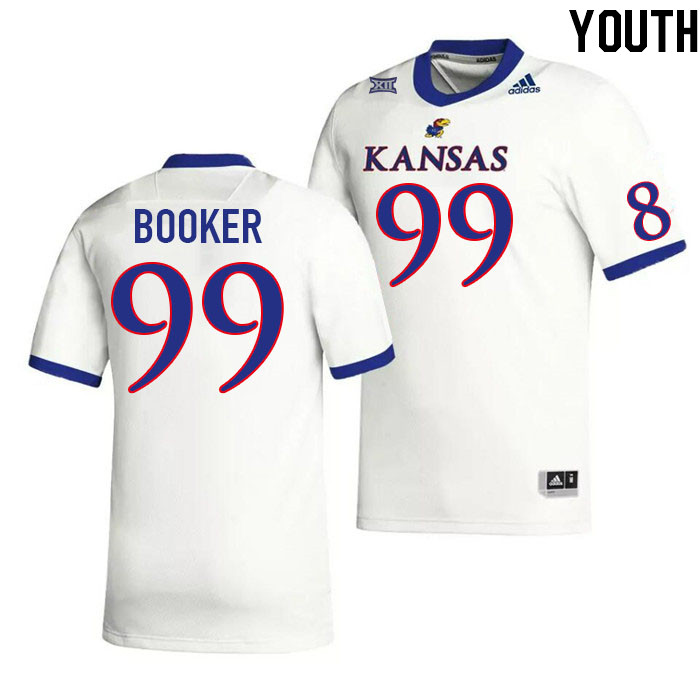 Youth #99 Austin Booker Kansas Jayhawks College Football Jerseys Stitched Sale-White